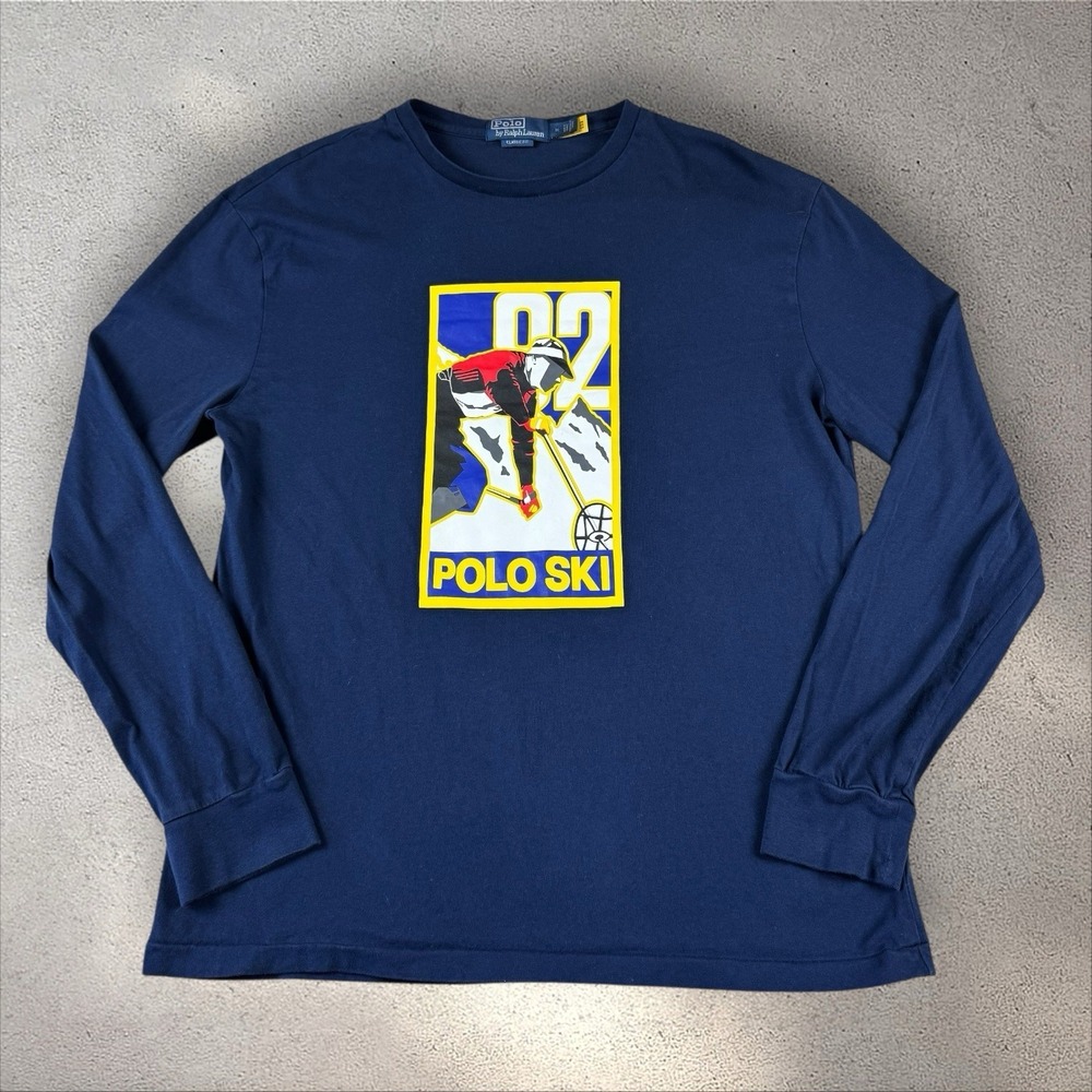 Polo Ralph Lauren Ski 92 L/S Shirt Men's Medium Navy Blue